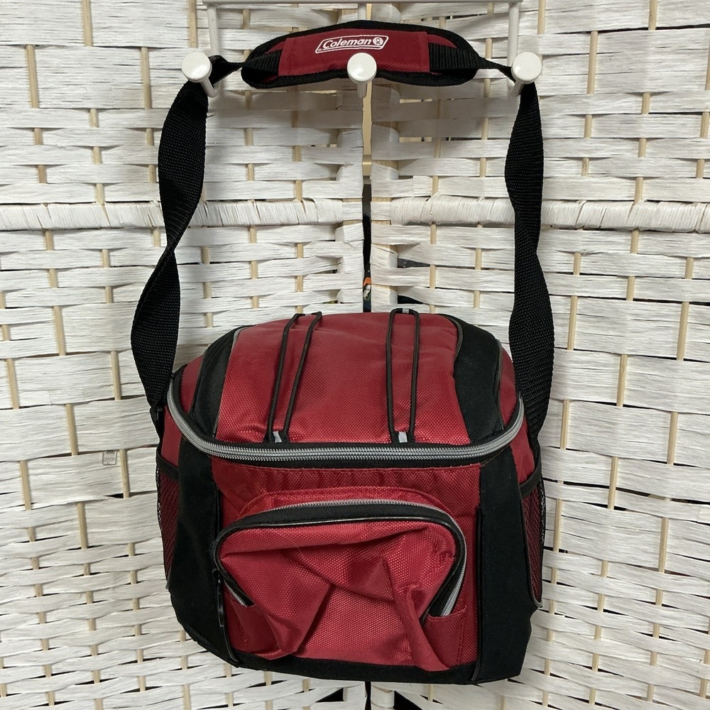 Coleman Soft Cooler Lunch Bag Red Insulated Holds 9 Cans‎ Shoulder Strap